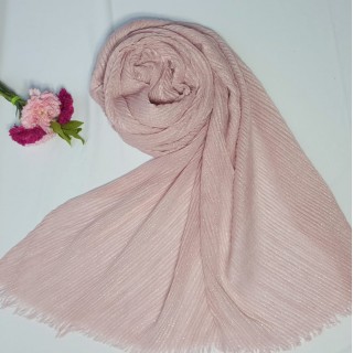 Designer Crinkled Cotton Mesh Sparkling  Women's Stole - Pink 